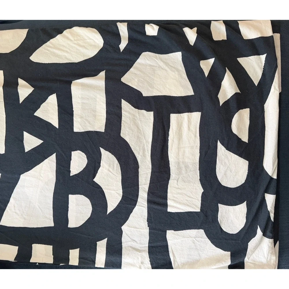 Vintage IKEA Skuggbracka Full Queen Duvet Cover Graphic Black White Reversible